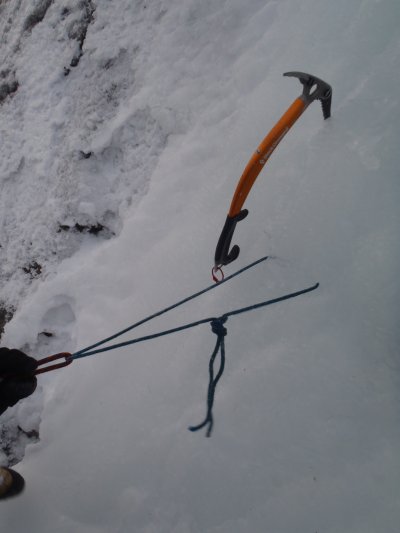 Making ice threads for abseil retreat